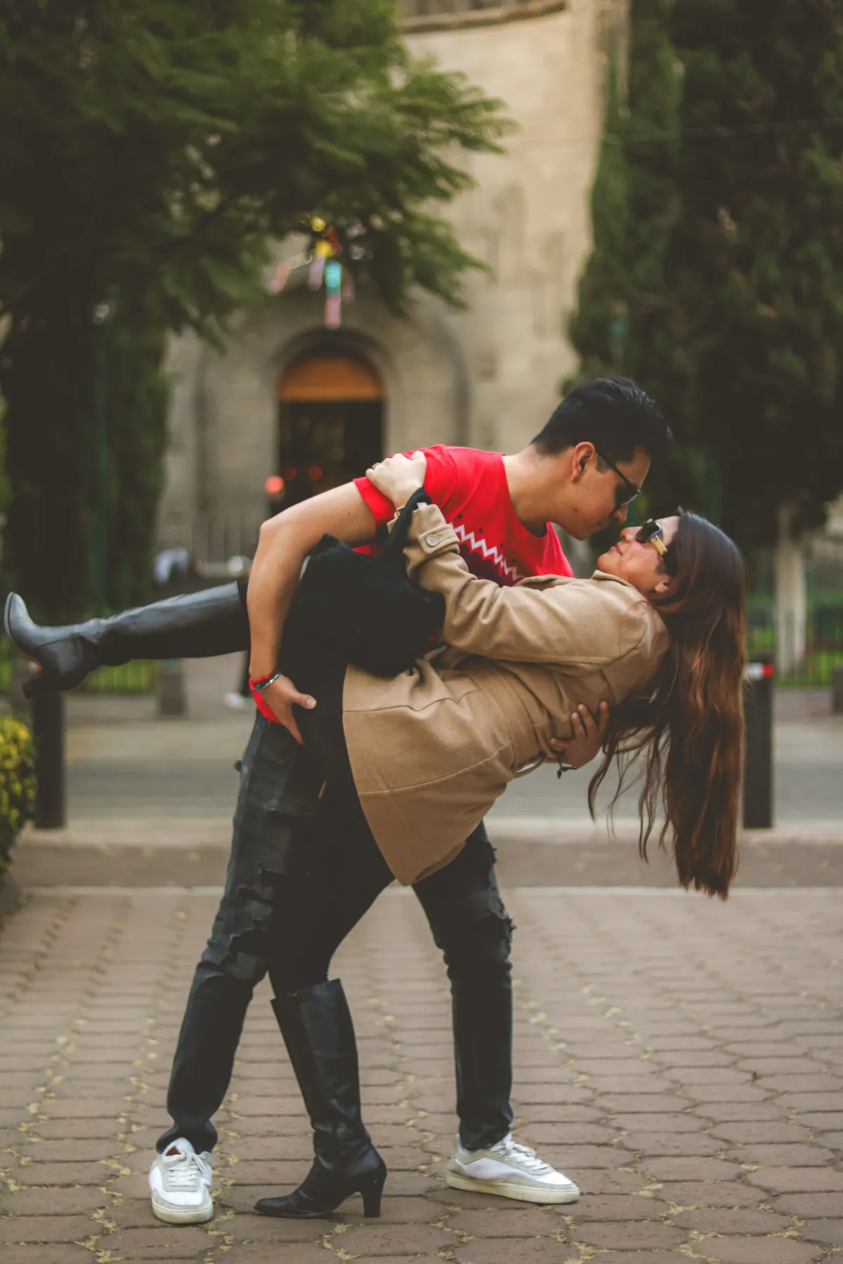 Illustrative stock photo of a couple in a city, not real members
