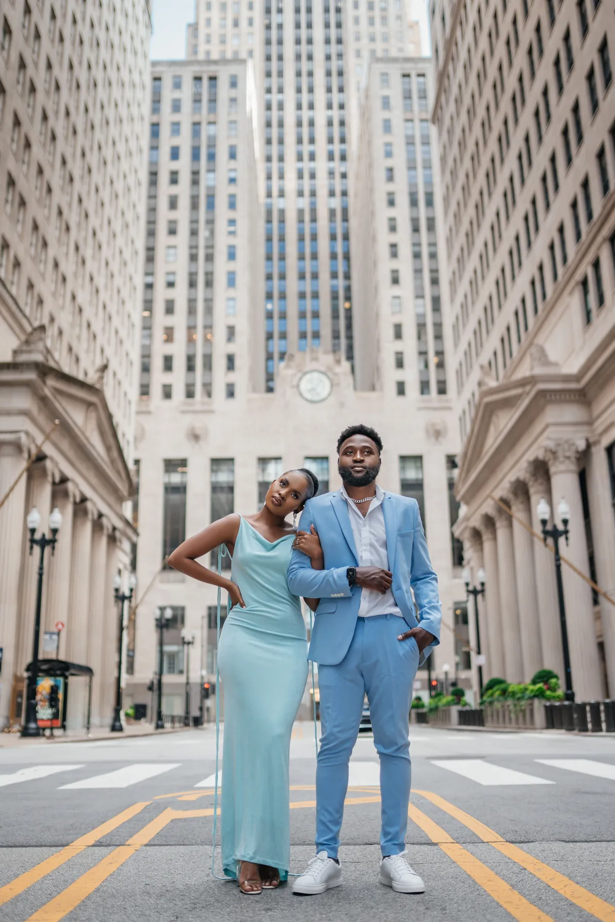 Illustrative stock photo of a couple in a city, not real members